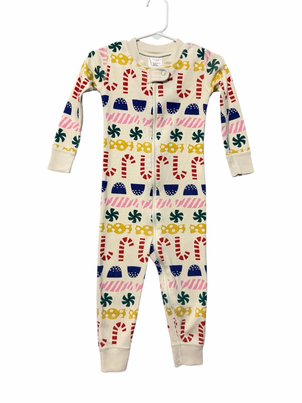 Hanna Andersson Holiday Print Snug Fit One Piece Pajamas Size 85 2T Zip Up